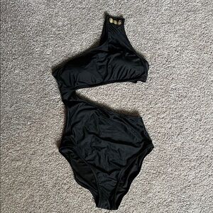 J. Crew Black One-Shoulder Swim One Piece
